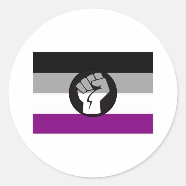 Sticker Rond Drapeau de protestation asexué (Devant)