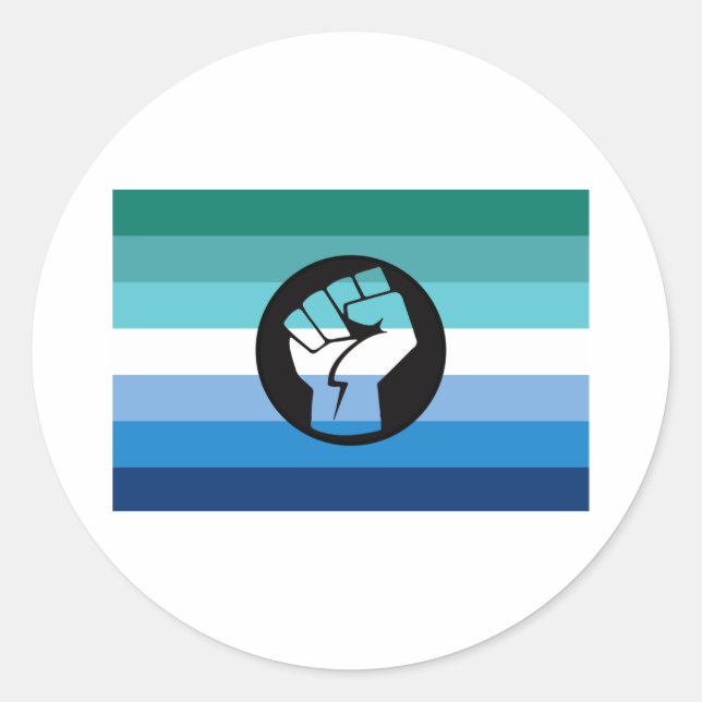 Sticker Rond Drapeau de protestation gay masculin (Devant)