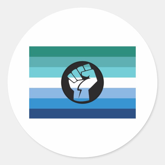 Sticker Rond Drapeau de protestation gay masculin (Devant)