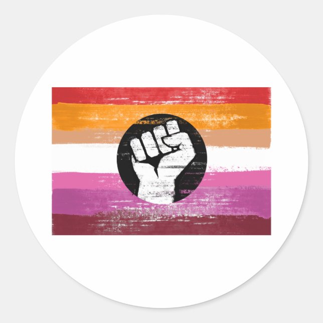 Sticker Rond Drapeau de protestation peint lesbien (Devant)