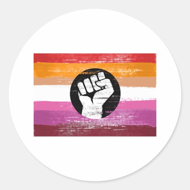 Sticker Rond Drapeau de protestation peint lesbien (Devant)