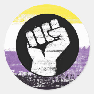 Sticker Rond Drapeau de protestation peint non binaire