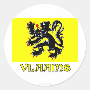 Sticker Rond Drapeau de région de la Flandre avec le nom