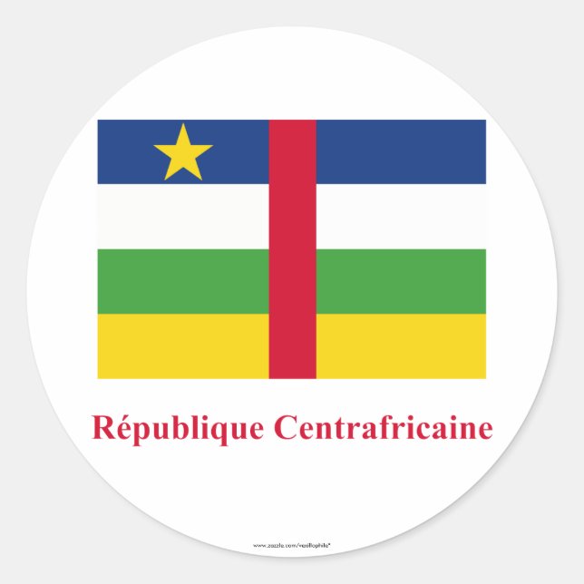 Sticker Rond Drapeau de République Centrafricaine avec nom en f (Devant)