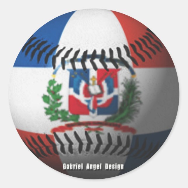 Sticker Rond Drapeau de République Dominicaine Baseball couvert (Devant)