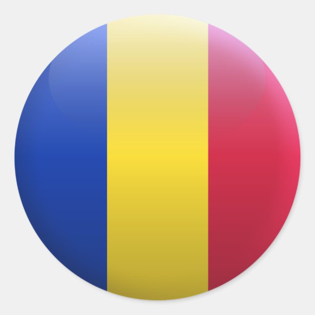 Sticker Rond Drapeau de Roumanie (Devant)