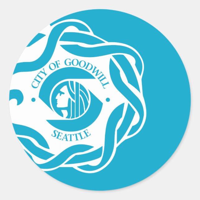Sticker Rond Drapeau de Seattle (Devant)