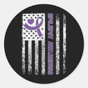 Sticker Rond Drapeau de sensibilisation à l'épilepsie violette 