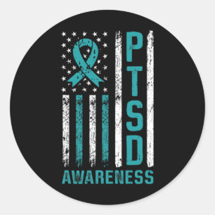 Sticker Rond Drapeau De Sensibilisation Du Ptsd Post Trouble De