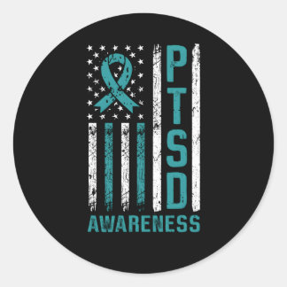 Sticker Rond Drapeau De Sensibilisation Du Ptsd Post Trouble De