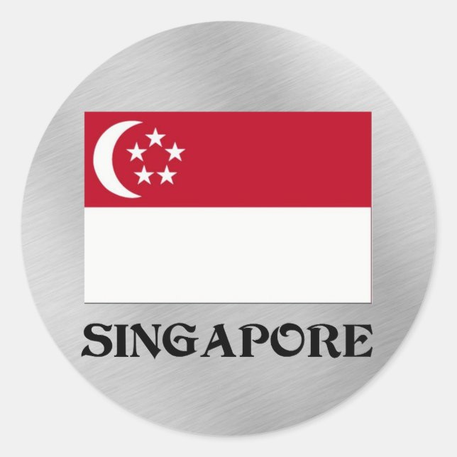 Sticker Rond Drapeau de Singapour (Devant)