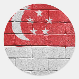 Sticker Rond Drapeau de Singapour
