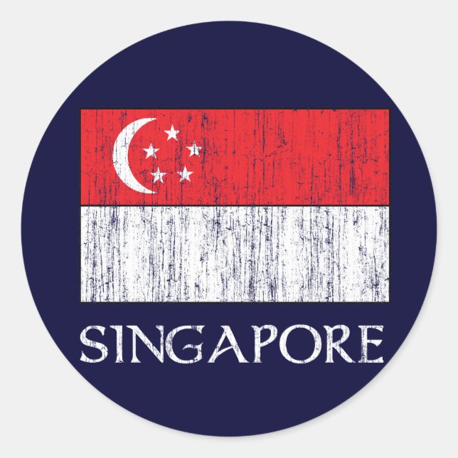 Sticker Rond Drapeau de Singapour (Devant)