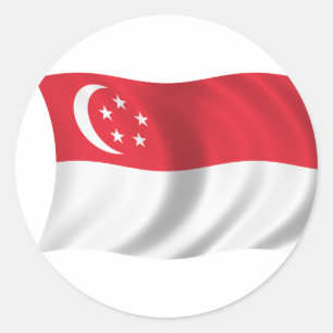 Sticker Rond Drapeau de Singapour