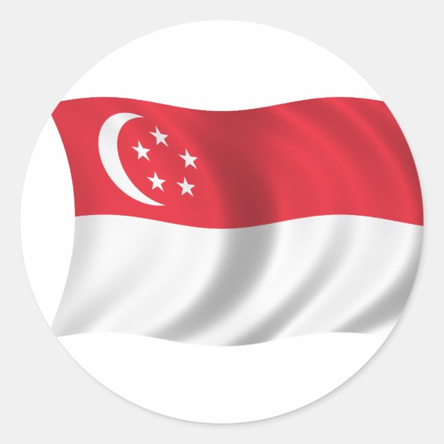 Sticker Rond Drapeau de Singapour (Devant)