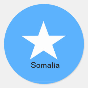 Sticker Rond Drapeau de Somalie, étiqueté :