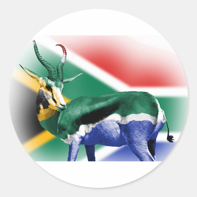Sticker Rond Drapeau de Springbock sud-africain (Devant)
