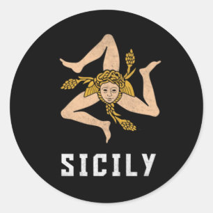 Sticker Rond Drapeau de style Vintage Sicile