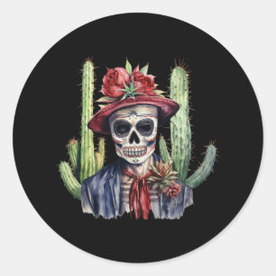 Sticker Rond Drapeau de sucre mexicain Cinco De Mayo Dia De Los
