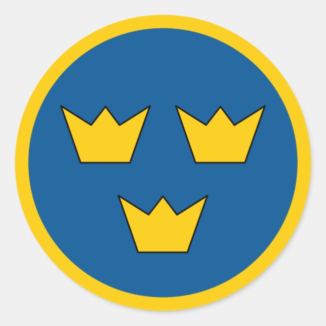 Sticker Rond Drapeau de Suède rond symbole rond armée (Devant)