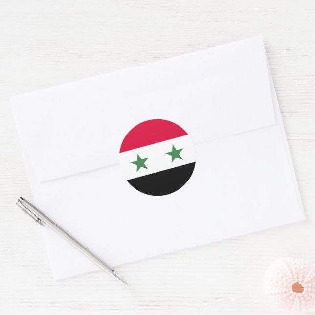 Sticker Rond Drapeau de Syrie (Enveloppe)