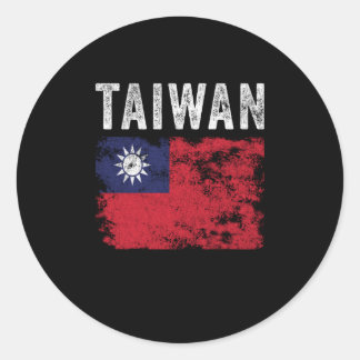 Sticker Rond Drapeau de Taïwan en détresse - Drapeau de Taïwan