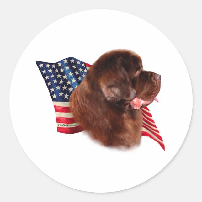 Sticker Rond Drapeau de Terre-Neuve (brun) (Devant)