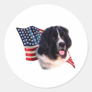 Sticker Rond Drapeau de Terre-Neuve (landseer)