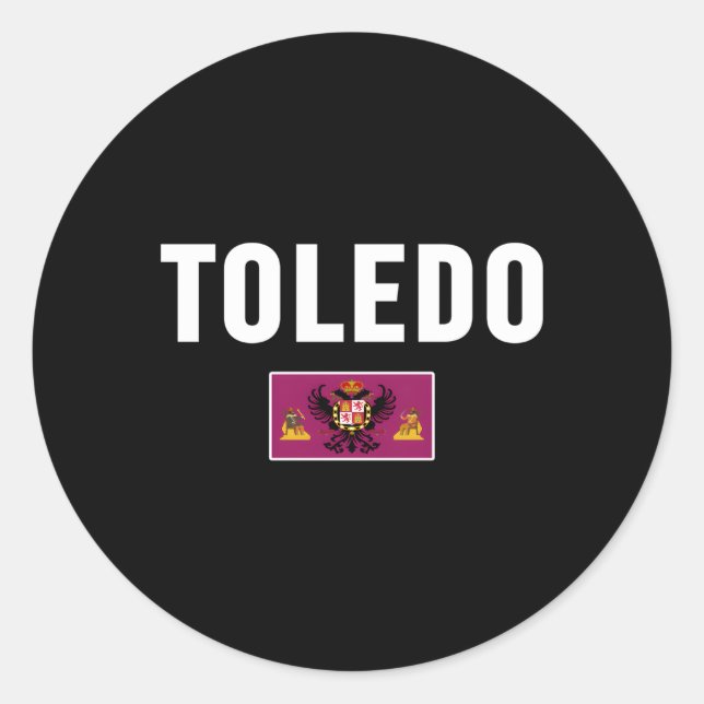 Sticker Rond Drapeau de Tolède Espagne (Devant)