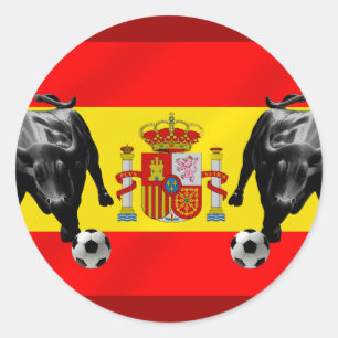 Sticker Rond Drapeau de Toro de football de Furia Roja de La