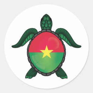 Sticker Rond Drapeau de tortue marine du Burkina Faso