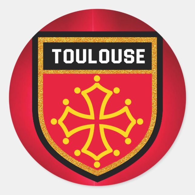Sticker Rond Drapeau de Toulouse (Devant)