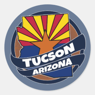 Sticker Rond Drapeau de Tucson Arizona éclatant collants ronds