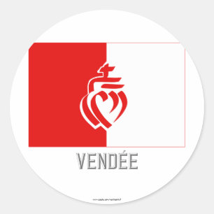 Sticker Rond Drapeau de Vendée avec le nom