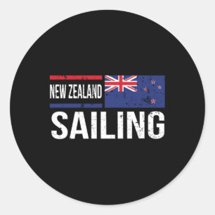 Sticker Rond Drapeau de voile de Nouvelle-Zélande Voile Match d