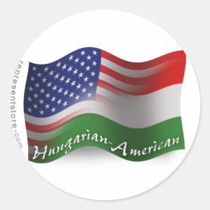Sticker Rond Drapeau de vol hongrois-américain