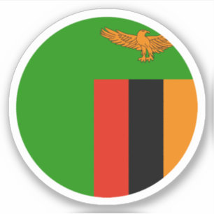Sticker rond drapeau de Zambie