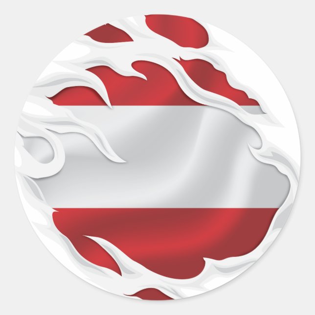 Sticker Rond Drapeau déchiré d'Autriche (Devant)