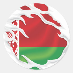 Sticker Rond Drapeau déchiré de Biélorussie