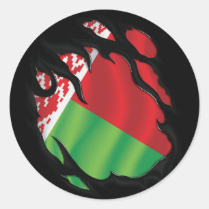 Sticker Rond Drapeau déchiré de Biélorussie