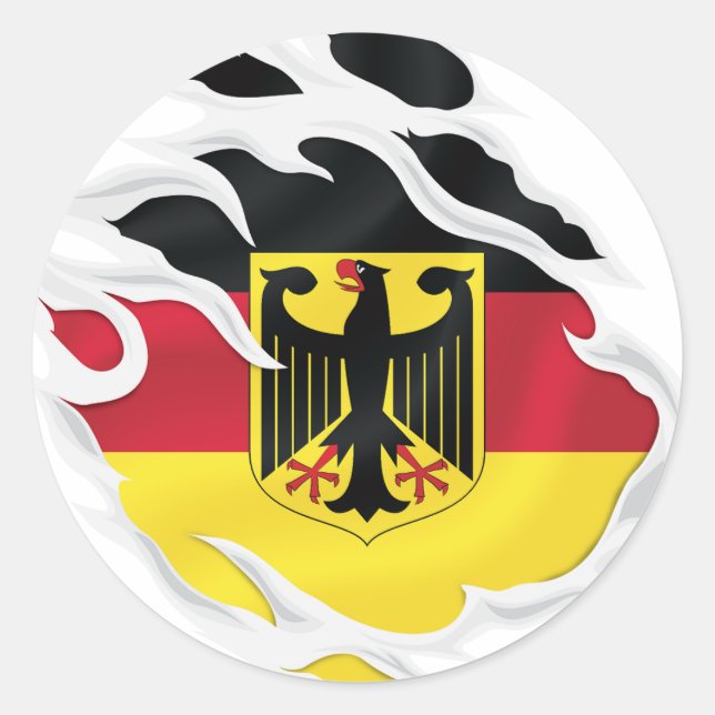 Sticker Rond Drapeau déchiré de l'Allemagne (Devant)