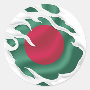 Sticker Rond Drapeau déchiré du Bangladesh