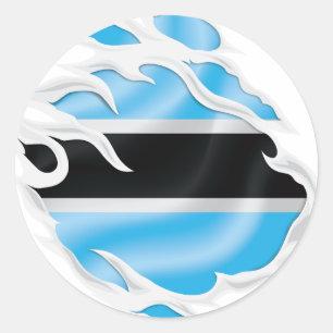 Sticker Rond Drapeau déchiré du Botswana