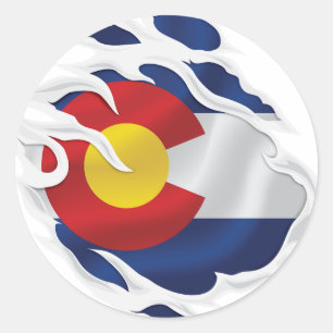 Sticker Rond Drapeau déchiré du Colorado