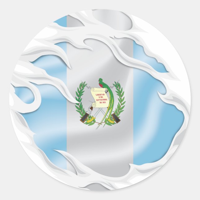 Sticker Rond Drapeau déchiré du Guatemala (Devant)