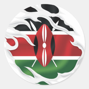 Sticker Rond Drapeau déchiré du Kenya