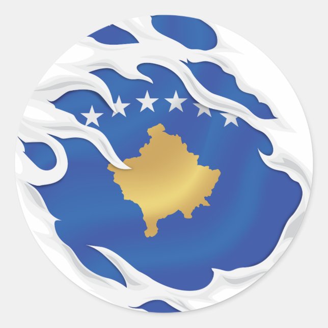 Sticker Rond Drapeau déchiré du Kosovo (Devant)