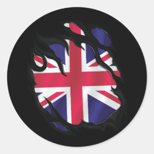 Sticker Rond Drapeau déchiré du Royaume-Uni