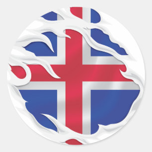 Sticker Rond Drapeau déchiré Islande