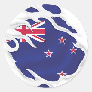Sticker Rond Drapeau déchiré néo-zélandais
